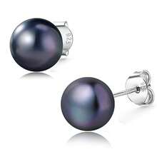 1 Pair 6-7mm Small S925 Silver Natural Freshwater Pearl Stud Earrings - Simple Elegance Flat Round - Versatile Daily Banquet Dress Stud Earrings - White - View 6