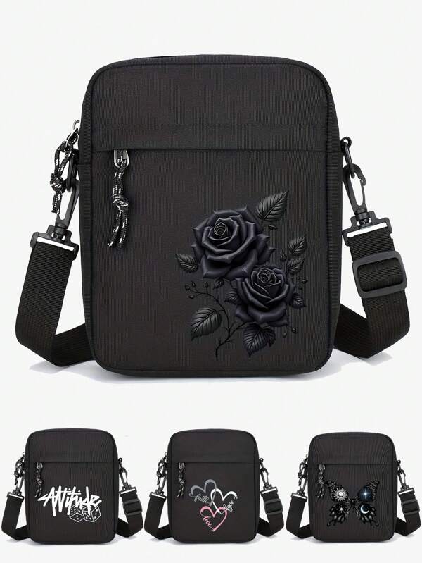 1pc Casual Men's Shoulder Bag - Large Capacity Lightweight Crossbody Pouch, Unisex Hobo Sling Bag, Crescent Moon Shape Messenger Bag, Nylon Backpack With Random Zipper Direction Shopping Bag Canvas Tote Bag , Valentines Gifts