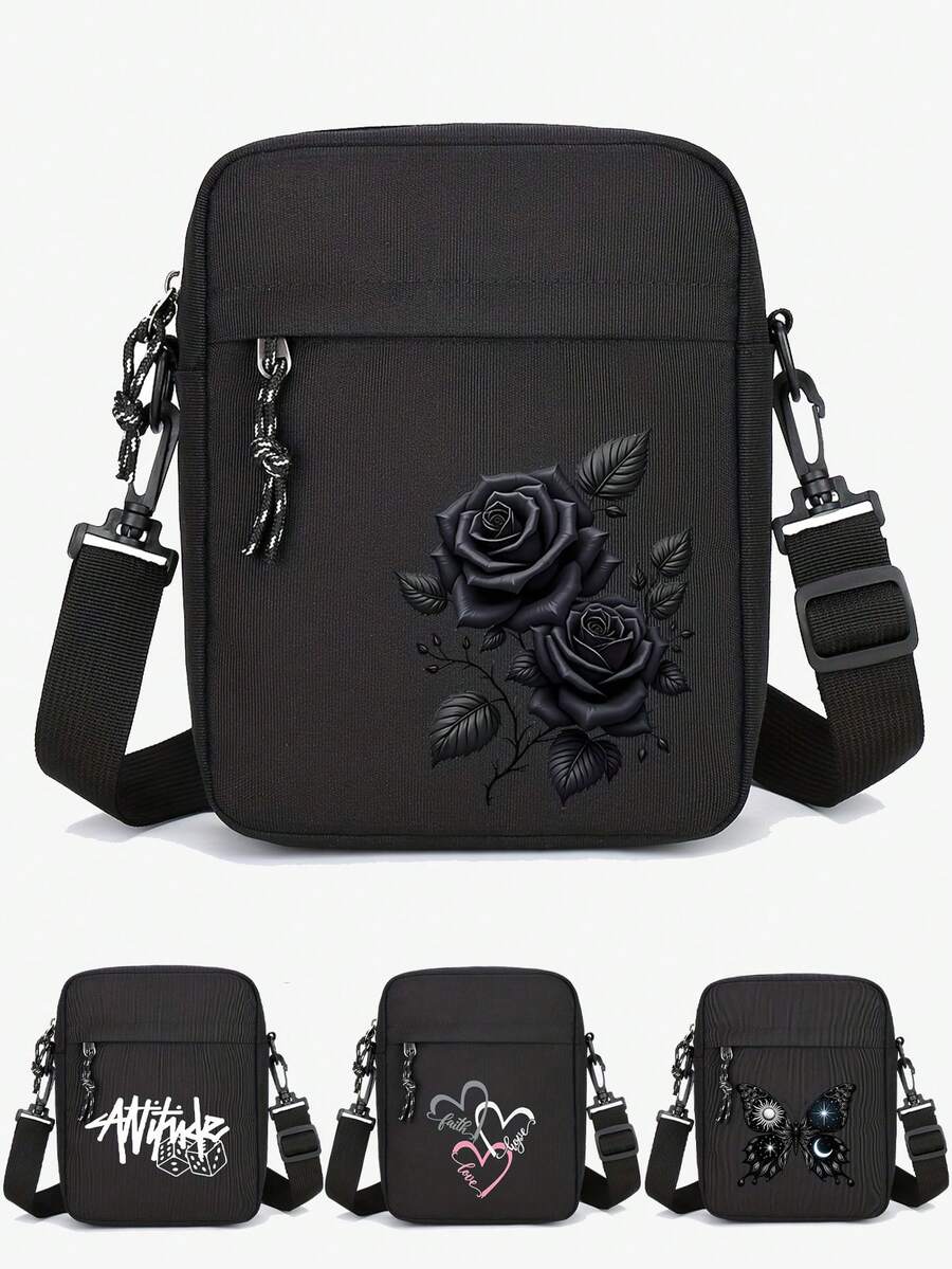 1 pièce Sac à bandoulière décontracté pour hommes - Sac à bandoulière léger et de grande capacité, sac banane unisexe, sac messenger en forme de croissant de lune, sac à dos en nylon avec fermeture éclair dans une direction aléatoire, sac fourre-tout en canevas, cadeaux de la Saint-Valentin, Jour de la Saint-Valentin - Multicolore - Voir 1