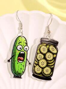 1 对创意独特个性化可爱卡通亚克力泡菜耳环，适合女士，适合节日、派对和日常佩戴 - 彩色 - 查看 2