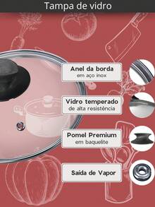 Panela de Pressão Fechamento Externo 4,5L Com Tampa de Vidro e Antiaderente Cor Preto Grafite - Grafite - Visão 6