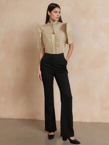 AmyenjoylifeModern 菲律宾传统上衣，蝴蝶袖菲律宾传统上衣，女士简约优雅泡泡袖短袖衬衫，女士菲律宾传统披肩，菲律宾风情上衣，香槟色上衣