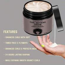 卷发定型霜，持久定型，抗毛躁，完美适用于干性卷发，轻松打造理想造型，适合控制天然或假发的碎发和不齐发际线，强力定型辫子、扭发、啫喱，抚平毛躁和发际线，蕴含蓖麻油和椰子油，不油腻，是卷发造型和发际线控制的理想之选。 - 黑色 - 查看 7
