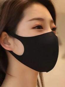 Knitted Dust-Proof, Waterproof, Breathable Masks, Ice Silk Mask, Black Mask, Waterproof, Dustproof - Black - View 1