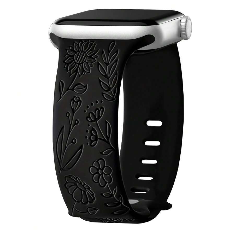 花卉雕刻表带，兼容 女款表带 38 毫米 40 毫米 41 毫米 42 毫米 44 毫米 45 毫米 46 毫米 49 毫米，柔软硅胶可爱图案运动表带，适用于 女款 10 系列 9-1 SE Ultra1/2
