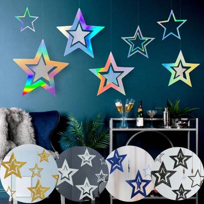 7pcs Star Shaped Hanging Decoration