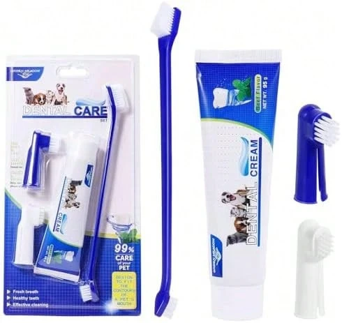 Best Dog Toothbrush & Toothpaste Kit For Maltese Shih Tzu And Other Hybrid Dogs Dogs - Natural Ingredients Reduce Plaque, Whiten Teeth, Freshen Breath,12063595 - Màu be - Xem 1