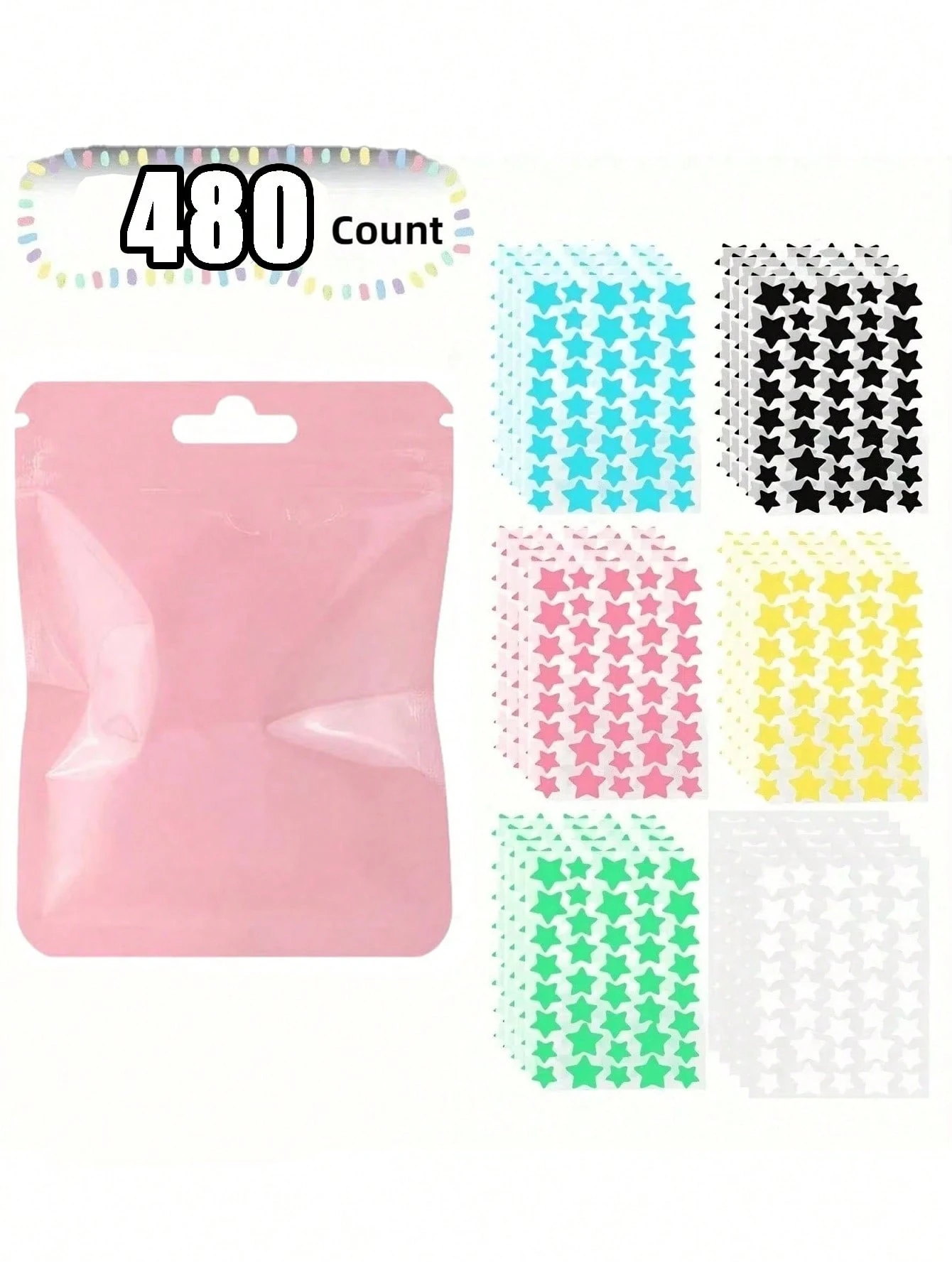 1200 piezas de pegatinas con forma de estrella, colores pastel lindos, pegatinas con forma de corazón, patrones populares, calcomanías para la cara, casi invisibles, adecuadas para todo tipo de piel, para fiestas/bares, chicas y damas, compatibles con todo tipo de piel, sin fragancia, sin componentes, regalos, viajes, artículos baratos, artículos esenciales para viajes - Multicolor - Ver 12