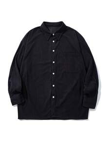 Unisex Casual Turn-Down Collar Long Sleeve Loose Button Up Shirt, Minimalist Style, Suitable For Spring/Summer/Autumn/Winter - Grey - View 2