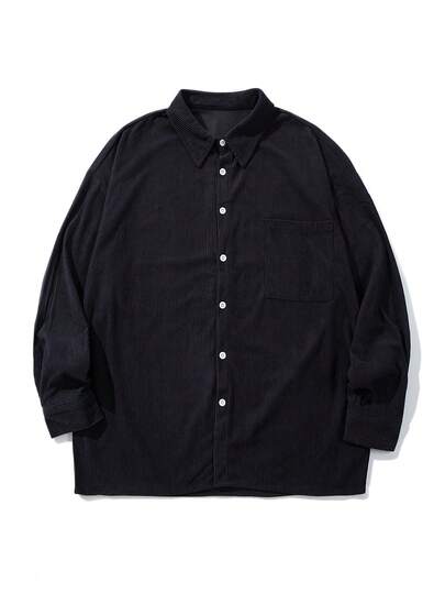 男女款休闲翻领长袖宽松纽扣衬衫，简约风格，适合春夏秋冬