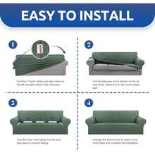 AMOROSA Juego De 3 Fundas Elásticas Para Sofá (1 Plaza, 2 Plazas, 3 Plazas) Cubre Sillones Para Sala Cobertura Completa Antideslizante Lavable Cómoda Y Ajustable Para Salas Para Casa - Verde Oliva - Ver 7