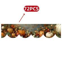 1pc/72pcs Autumn Harvest Festival Thanksgiving Blue Pumpkin Maple Leaf Pattern Fireplace Towel - Autumn Themed Polyester Table Runner, Perfect For Home Living Room Decoration, Tablecloths, Flags, Banners, And Fireplace Covers, Autumn Home Decor