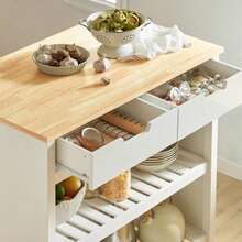 SoBuy Kitchen Island FKW74-WN - White+Khaki - View 6