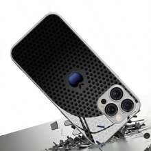 1pc Black Mechanical Apple Design Metal & Glass Material Phone Case, Premium & Elegant For Apple - Silver - View 5