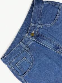 Fashion Women's Elegant Casual High Waist Loose Workwear Casual Straight Jeans - Blue - View 3