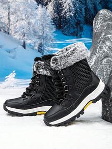 Neue winterwarme Outdoor-Schneestiefel, Damenschuhe in Große Größen, Paar Hochschaft-Wanderstiefel