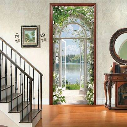 1/2 件活力阳光与花卉自粘墙贴 - 客厅、卧室、办公室装饰 | 现代抽象艺术壁画家居装饰房间装饰