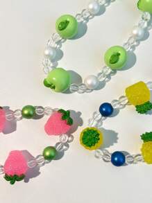 1pc Pineapple, Strawberry, Apple Beaded Pendant Colorful Necklace, Fashion Necklace Accessory, Holiday Gift