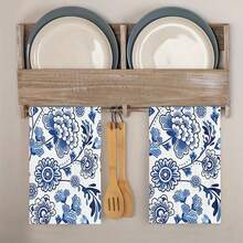 2/4/6/48pcs Blue And White Porcelain Vase, Butterfly Pattern Printed Kitchen Towels, High Absorbency Dish Cloths, Ideal For Cooking, Baking, Kitchen And Bathroom Use - Multicolor - View 4