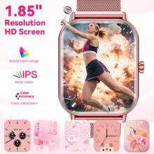 Hwagol 1.83英寸高清智能手表，220mAh电池，男女通用（可通话/拨号），健身追踪器，内置100多种运动模式，睡眠监测，活动追踪，兼容iOS/安卓系统，钢/硅胶双表带，母亲节礼物 - 玫瑰粉鋼帶+矽膠 - 查看 4