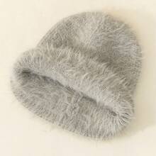 1頂女款柔軟舒適的純色針織帽子,保暖多功能,適用於秋冬休閒