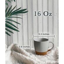 Mora Ceramic Large Latte Mug Set Of 4, 16oz - Microwavable, Porcelain Coffee Cups With Big Handle - Modern, Boho, Unique Style For Any Kitchen. Microwave Safe Stoneware - Assorted Neutrals-176765 - Earl Grey - Xem 3