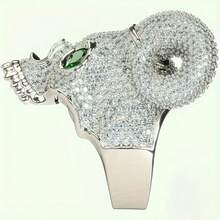 Anillo de cuerno de calavera gótico, anillo punk de hombre chapado en oro blanco, joyería vintage para fiesta de Halloween