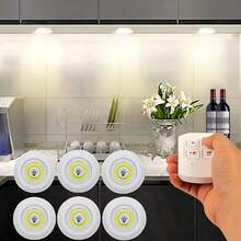 6 件/3 件/1 件智能无线 LED 橱柜灯 COB 夜灯带遥控器 LED 壁橱灯冰球灯，可调光橱柜下室内照明适用于柜台厨房衣柜