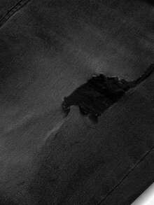 1pc Men's Black Elastic Skinny Distressed Versatile Jeans, Outdoor Comfortable Casual Cargo Skinny Jeans, Y2K Style, Suitable As Gift For Husband/Boyfriend, Daily Wear - Black - View 4