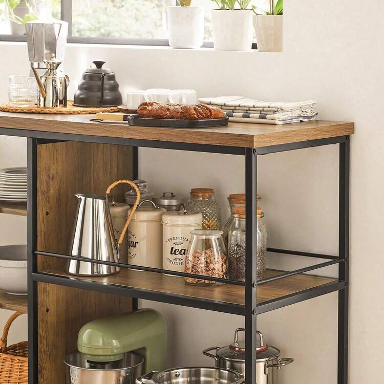 SVW18-F, Serving Trolley Kitchen Trolley Cart Mobile Kitchen Shelf Kitchen Storage Trolley With 5 Shelves - màu nâu - Xem 8