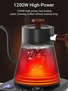 Electric Kettles, Gooseneck Electric Kettle, ±1℉ Temperature Control, Stainless Steel Inner, Quick Heating, For Pour Over Coffee, Brew Tea, Boil Hot Water, 0.9L, Black - Xem 11