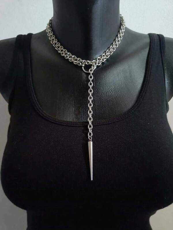 朋克耳钉项链，哥特式珠宝，蝙蝠，夸张，嬉皮，Y2K，夜店，O 形环，设计感，男女颈链