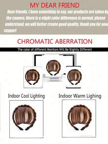 人造刘海假发，两侧较长，适合女性，自然逼真，有黑色、棕色、金色可选。