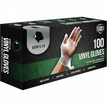 GORILLA SUPPLY Disposable Heavy Duty Vinyl Gloves Latex And Powder Free  Food Safe 100 300 1000 S M L XL
