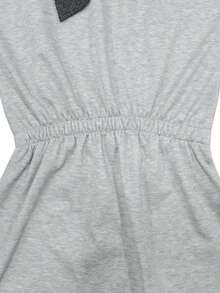 Robe en tricot casual pour femmes avec nœud papillon, robe Sweat-shirt à la mode pour les sorties, le port quotidien, l'automne - Gris - Voir 4
