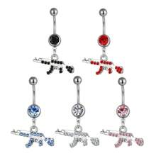 1 枪形几何吊坠肚脐环肚脐钉炫酷水钻镶嵌水钻肚脐环人体穿刺配件 - 槍形 - 查看 7