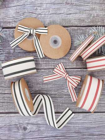 Christmas Striped Ribbon, Multipurpose For Holiday Decorations, Tree Wrapping, Gift Wrapping & Floral Arrangements, Christmas Ribbon Wired, Best For Christmas,Gift Wrapping, Home Decor,DIY Crafts, Holiday Wedding Valentine's Christmas Birthday Party Decorations