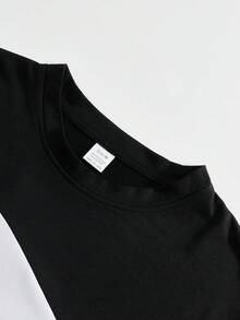 2pcs/Set Men Contrast Color Block Knit T-Shirt Set, Minimalist Sporty Style Long Sleeve Top + Casual Pants, Suitable For Daily Wear & Leisure Outings, Fall Clothes