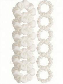 12条装缎面发圈，丝滑弹力细发绳，纯色发绳，马尾辫发圈，女士女孩发饰，两种尺寸（黑色），返校季学生日常必备，马尾辫发圈，发圈，洗脸化妆居家健身女性配饰，头部配饰，美容家居卧室装饰 - 黑色 - 查看 3