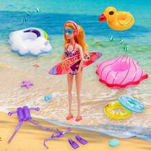 Suitable For 11.5-Inch Doll Set Of 24 Accessories: 5 Swimsuits, 4 Glasses, 10 Shoes, 2 Swim Rings, 1 Hat, 2 Random Beverage Cups (Excluding Dolls And Children's Gifts), Doll House Furniture - Multicolor - View 6