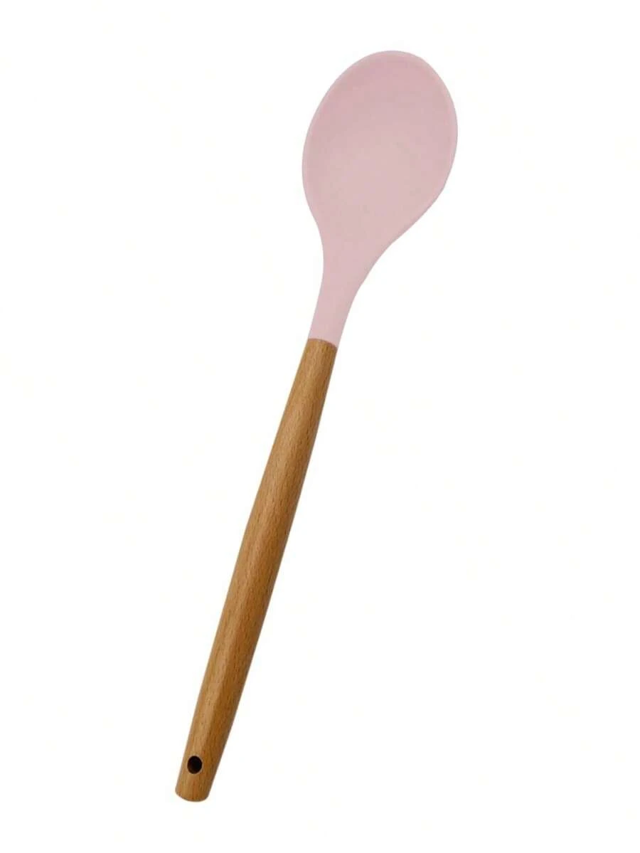 Utensilios de cocina de silicón set utensilios cocina silicón resistentes antiadherentes cucharas espátulas accesorios gourmet repostería mangos cómodos colores modernos calidad - Rosa - Ver 1