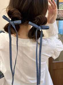 2 Stücke Haarklammern mit Jeansblau Schleifen, Haarspangen für Frauen, Neue Haaraccessoires Stil 2025