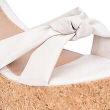 Domidona Women's Wedge Platform Sandal With Bow Strap - 白色 - 查看 7