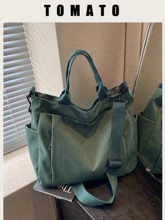Casual Style Plain With Adjustable Strap Large Capacity Shoulder Tote Bag,Cross Body Bag Everyday Bag, Etc. Perfect For Daily Use - Suitable For Traveling, Work Or Shopping,University, College Classroom , Commute,School, Etc. For Women, Rookies & White-Collar Workers,Girl, College Students,Young Girl, Literary School Bag & Book Bag For Women Or Students, Perfect For Books, Shopping, Back To School And More