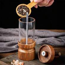 Rosewood Manual Black Pepper Grinder, Sea Salt Grinder, Rosewood Manual Grinder With Transparent Acrylic Pepper Bottle, Adjustable Coarseness Pepper Seasoning Jar, Creative Pepper Grinder, Rama Kitchen Essential, Kitchen Use, High-End Restaurant Supplies, Housewarming Gift, Halloween And Christmas Party Supplies