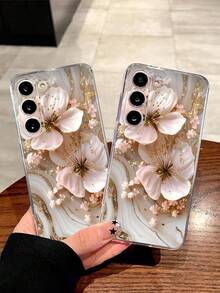 1个桃花石纹透明软壳手机壳，兼容三星Galaxy A04e/12/A13/A14/A34/A50/A52/A53/A54/S21/S22/S23/S24/S25/S25Ultra，防水防震防摔防刮，国际版，非国内版 - 無色 - 查看 3