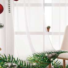 1 قطعة ستائر مطبوعة شفافة ذات نمط كرة عيد الميلاد الرائعة واللامعة، نصف معتمة، سهلة التركيب بجيب للعصا. مناسبة لغرف النوم والمكاتب، ديكور عيد الميلاد الدافئ الذي يضيف إلى مساحتك جوًا احتفاليًا ولامعًا. ديكورات عيد الميلاد ديكورات المنزل ديكور الغرفة ديكور المنزل