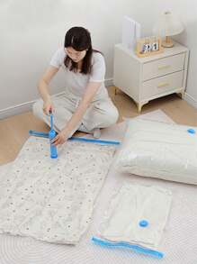 1/3/5 حقيبة تخزين فراغية موفرة للمساحة، حقيبة سفر بلاستيكية محمولة، حقيبة تخزين الملابس، حقيبة تخزين فراغية من البولي إيثيلين تيريفثالات، حقيبة تخزين فراغية شفافة بسيطة للاستخدام المنزلي للملابس والبطانيات والقمصان، منظم مساحة منزلي لغرفة النوم والحمام والخزانة.