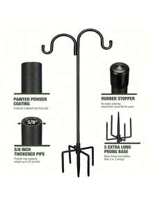 2pcs/4pcs  Heavy-Duty Adjustable Outdoor Double-Arm/Single-Arm Shepherd Hook, 4-Fork Base 38-Inch Bird Feeder, Bohemian-Style Garden Plant Basket And Wedding Hook Decoration, Durable Metal Structure Hanging Basket, Lantern And Bird Feeder, Garden Decoration, Sturdy Hook Design, Christmas, Halloween, Thanksgiving Flower Basket Festival Decoration Hook - 雙臂勾 - 查看 10