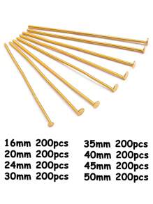 200pcs Iron Alloy T-Shaped Needle Flat Head Pin Golden Length 16-50mm, For DIY Bracelet Necklace Earrings,Hairpin Accessories Handmade Jewelry Material - T-needle-golden - View 4